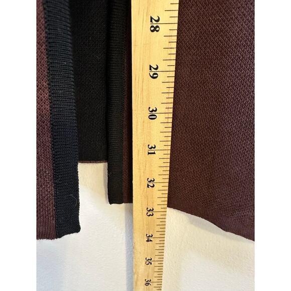 Misook Womens Burgundy Longsleeve Knit Open Duster Cardigan Contrast Trim Medium - Picture 9 of 9